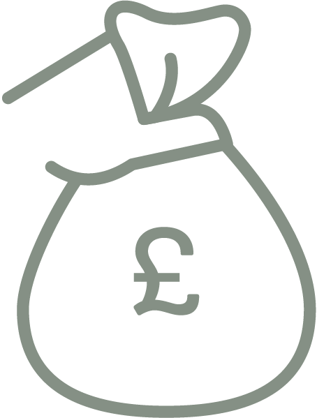 Salveo Care | brand green icon showing a money bag